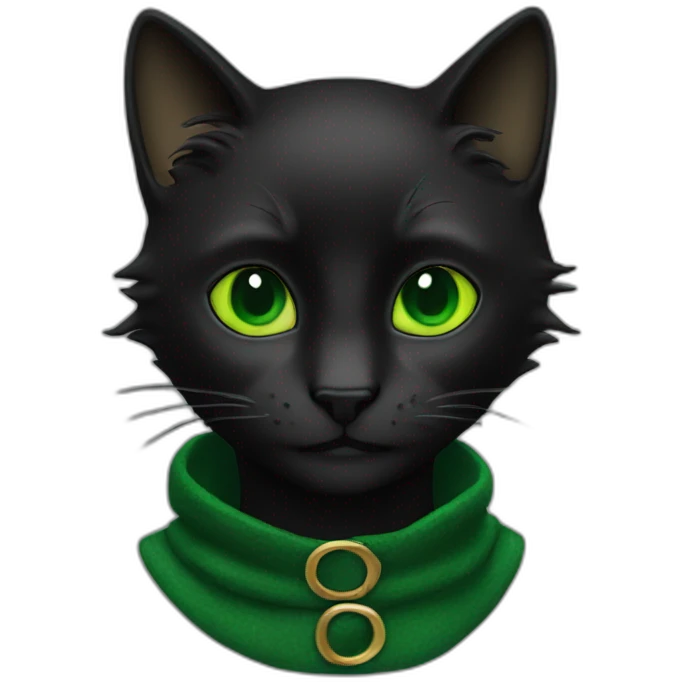 Chat noir yeux vert emoji