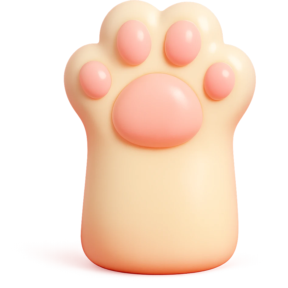 cat paw, vinyl figure style, toy-like, glossy finish emoji