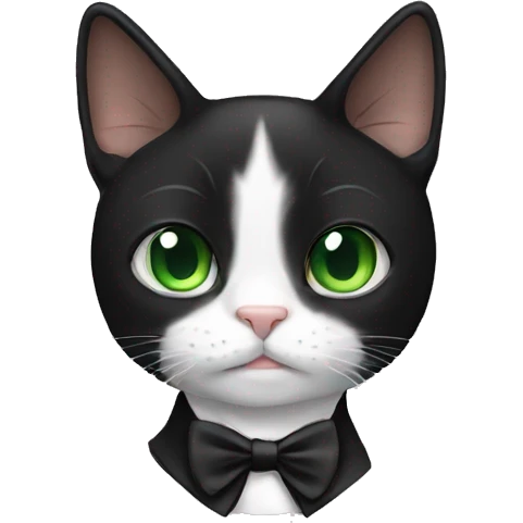 Tuxedo cat with green eyes emoji