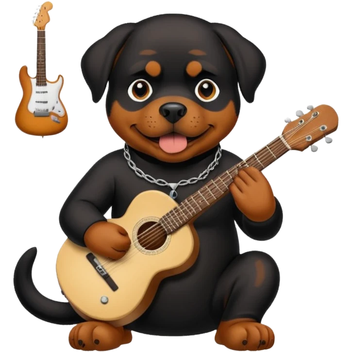 Rottweiler smoking a joint and playing guitar  emoji