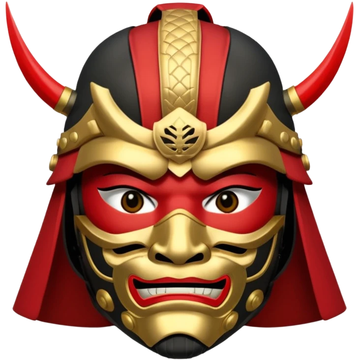 Samurai with black red and gold armor and they have a detailed mask covering their mouth emoji