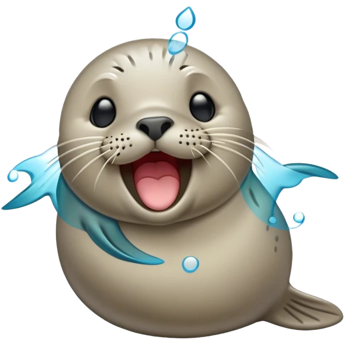 Cinematic Cute Yawning harbour seal Portrait Emoji, Head tilted slightly with a dramatic, wide-open yawn, showcasing a smooth, rounded body with gently drooping features and sleepy, half-closed eyes, Simplified yet irresistibly adorable features, highly detailed, glowing with a soft, cozy maritime glow, high shine, relaxed yet expressive, stylized with a dash of whimsical ocean charm, soft glowing outline, capturing the essence of a drowsy yet affectionate harbour seal that appears ready to stretch out for a nap! emoji