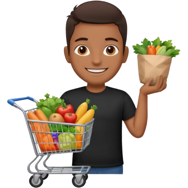 build me a personalized emoji whee it's a smart cart for grocery and a latino looking face that works as jack of all trades emoji