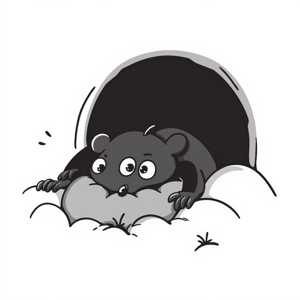 a hand drawn doodle of a mole peeking out of the earth emoji