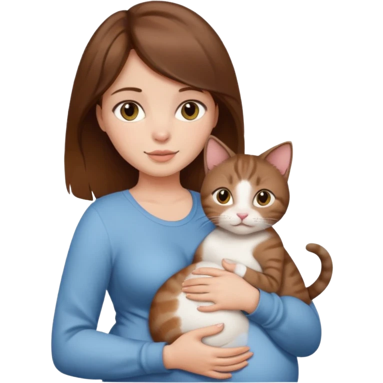 Girl with brown hair pregnant with cat emoji