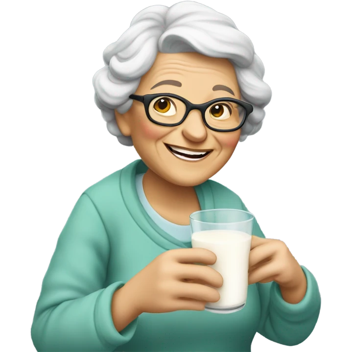 Drinking milk old grandma emoji