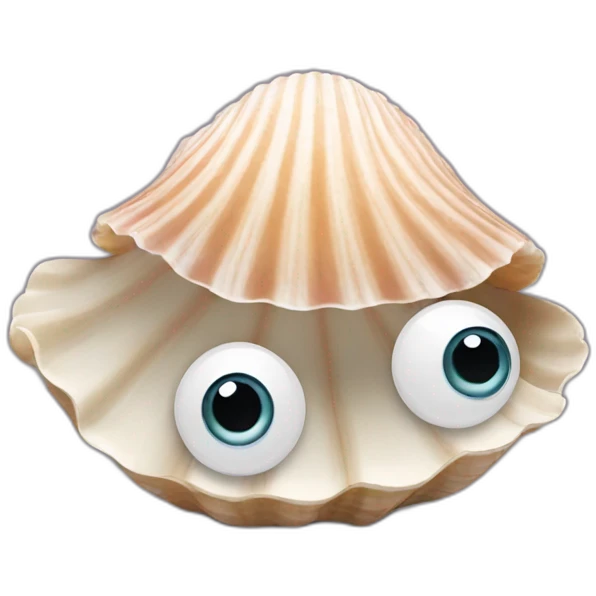 seashell with eyes and hands emoji