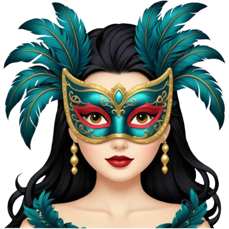 masquerade masked white woman black hair emoji