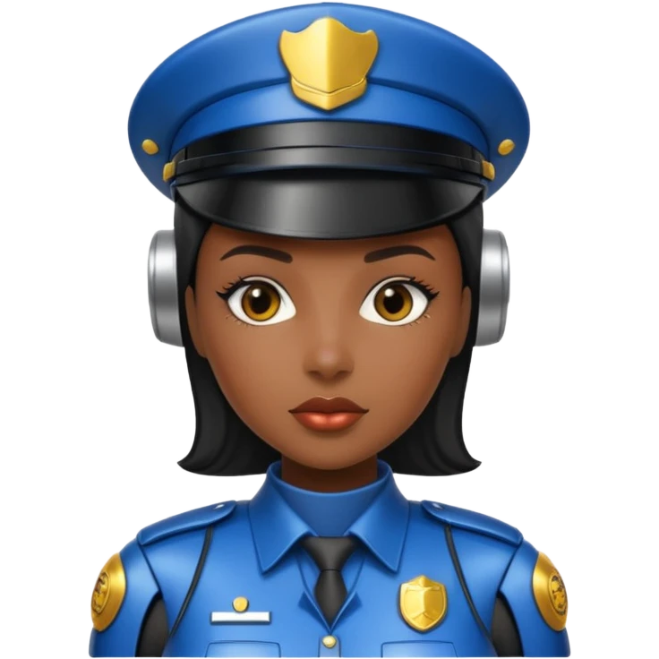 black half robot cop woman emoji