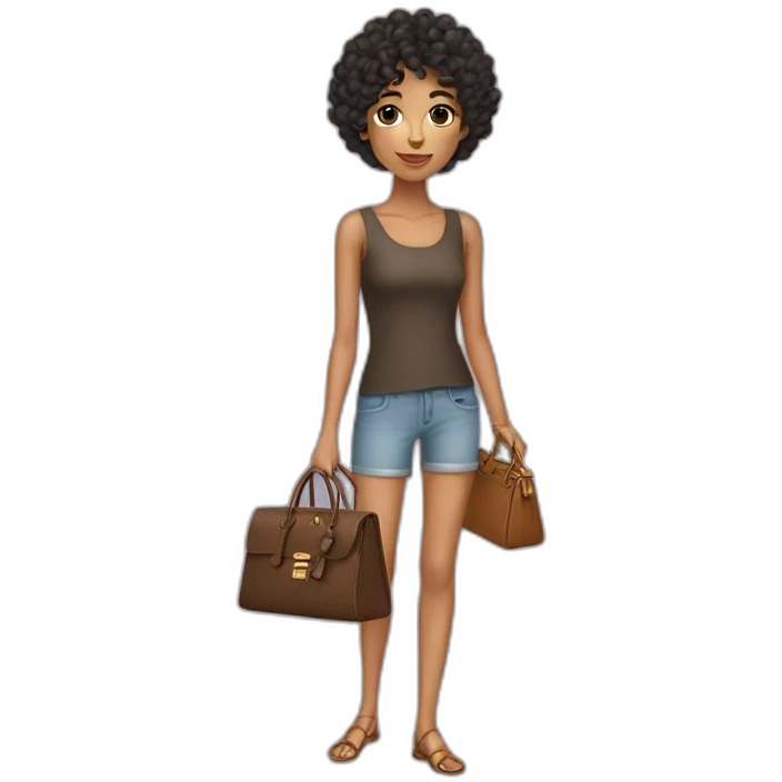 Skinny latino with short curly hair carrying an Hermes Birking bag emoji