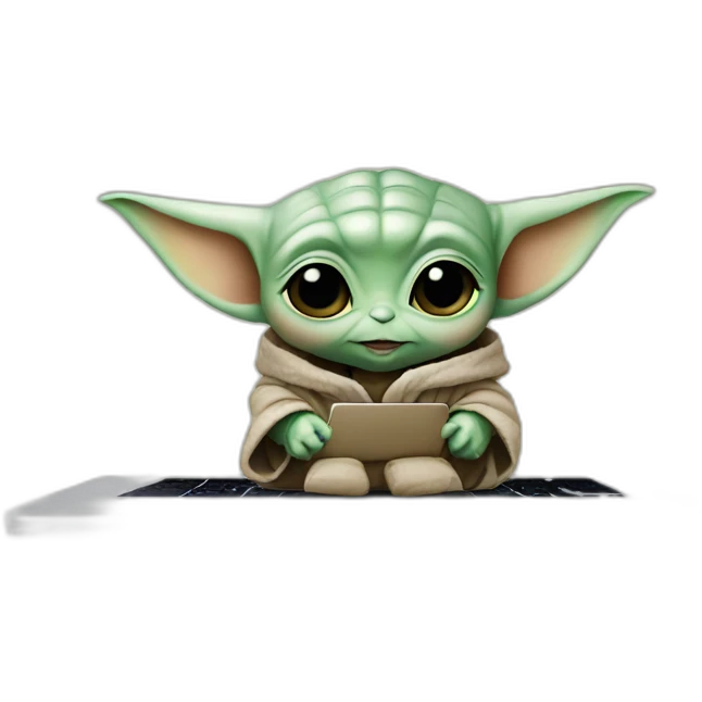 BABY YODA WITH MACBOOK emoji