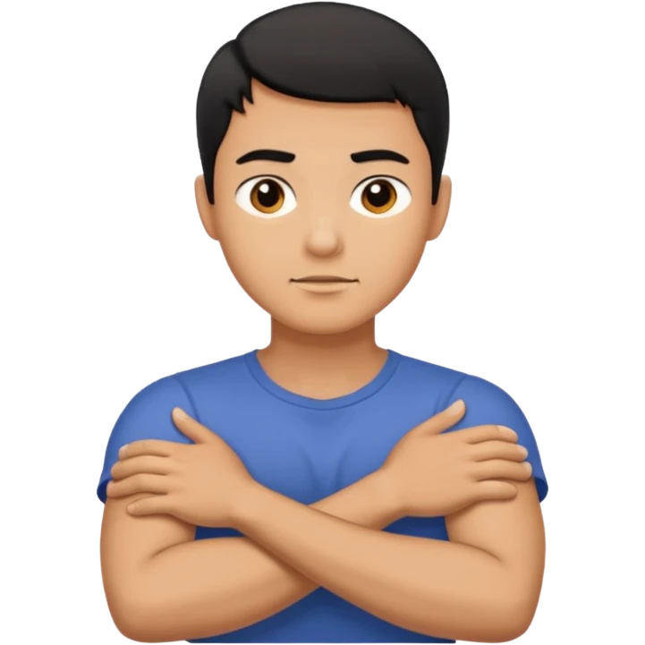 Man strangling  Himself with arms crossed over and grabbing neck tightly emoji