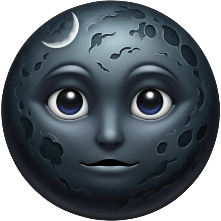 iOS emoji, dark moon, silver outline, mystical symbols, dark fantasy, smooth textureiOS emoji, dark moon, silver outline, mystical symbols, dark fantasy, smooth texture emoji