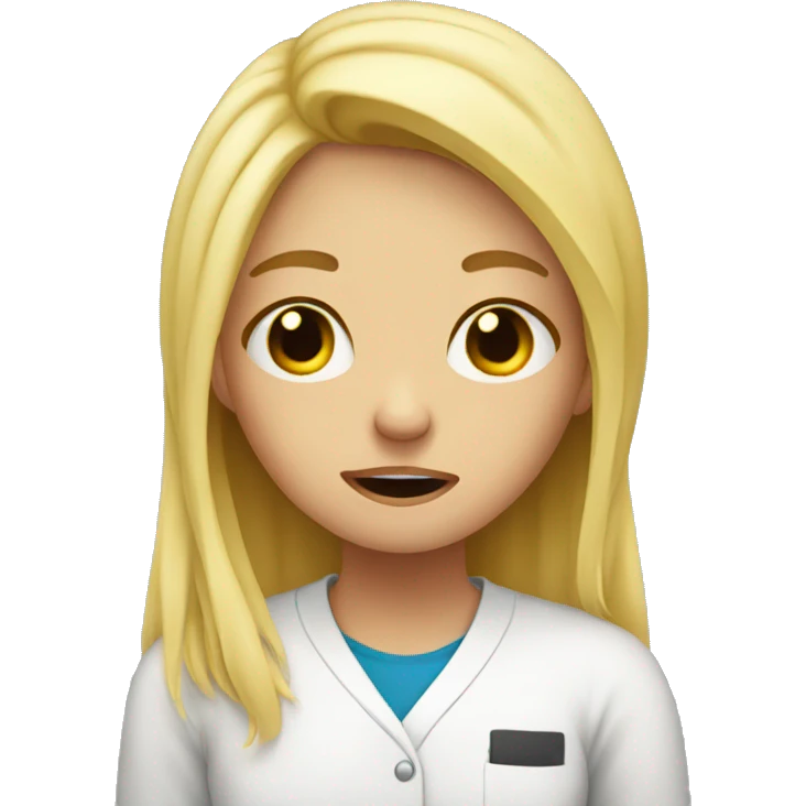 Blond girl crying after her exam emoji