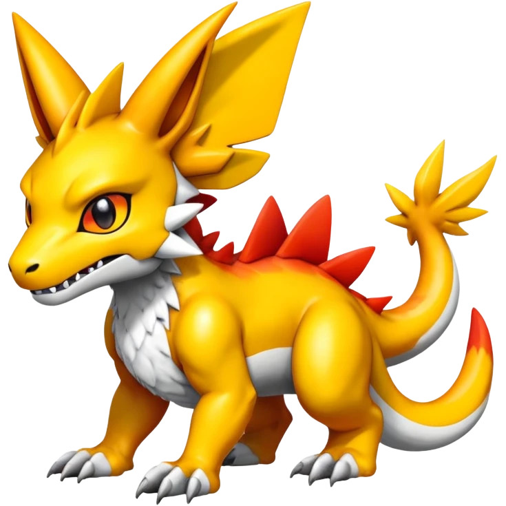 Cute Shiny Agumon-Greymon-Renamon-Fakémon-hybrid-creature (full body)  emoji