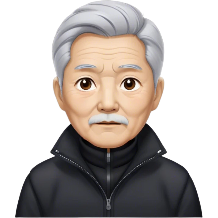 Grey haired Kim il sung wearing black on mt paektu emoji