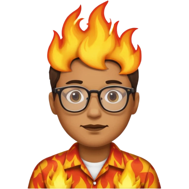 Fuego con gafas emoji