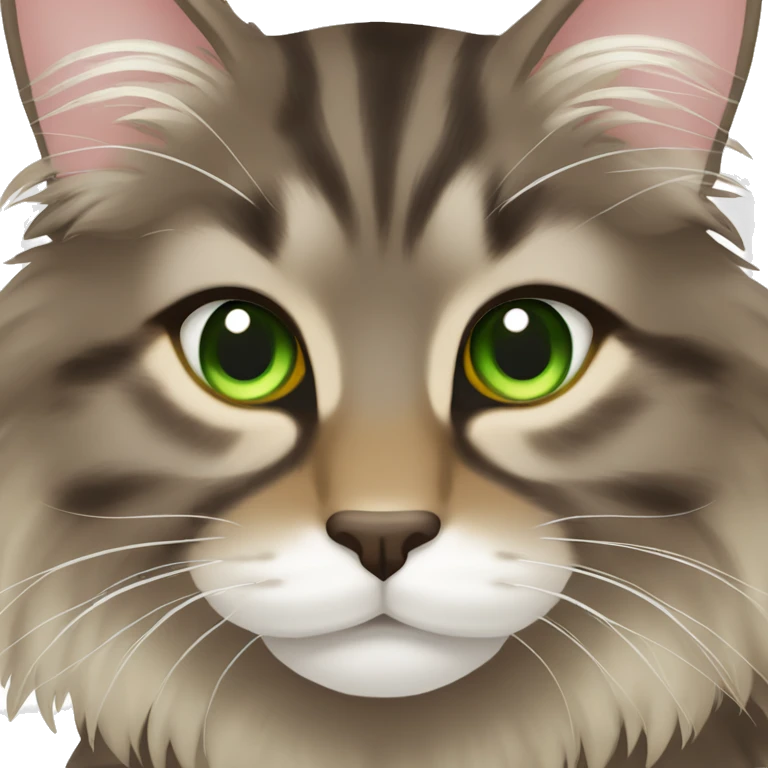 Brown gray and blonde main coon with green eyes emoji