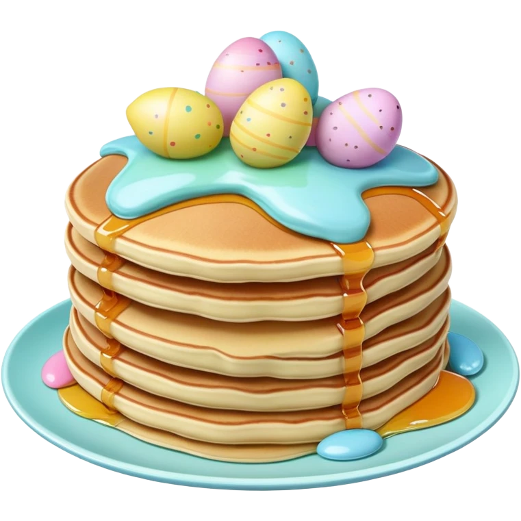 Easter Pancakes with pastel colorful syrup emoji