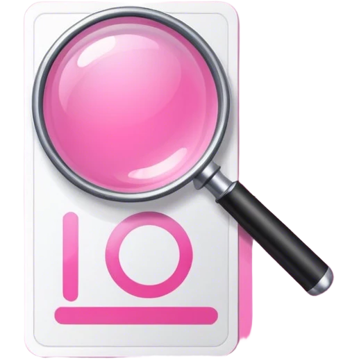 simplistic pink magnifying glass on the pink ID card emoji