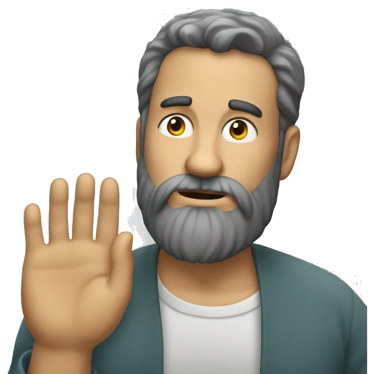 A bearded man thinking with his hand near its face emoji