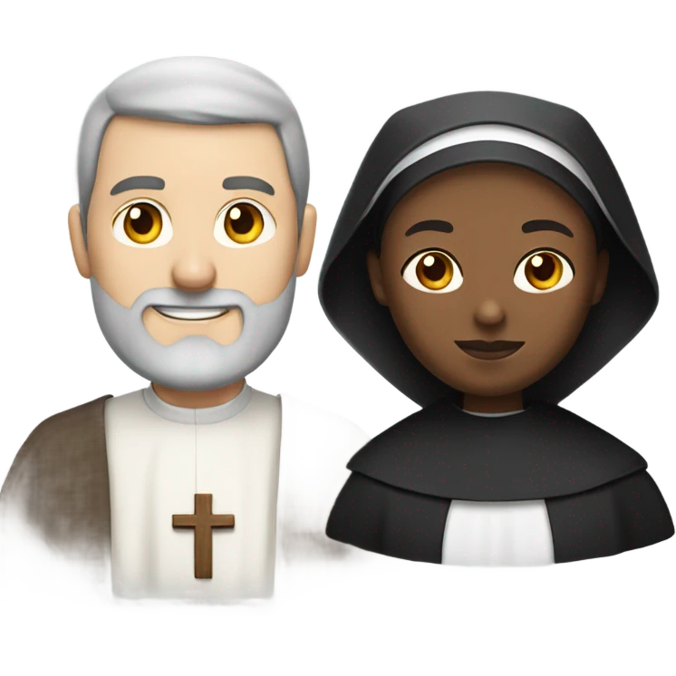 a caucasian priest with a beard and an african american nun side by side emoji