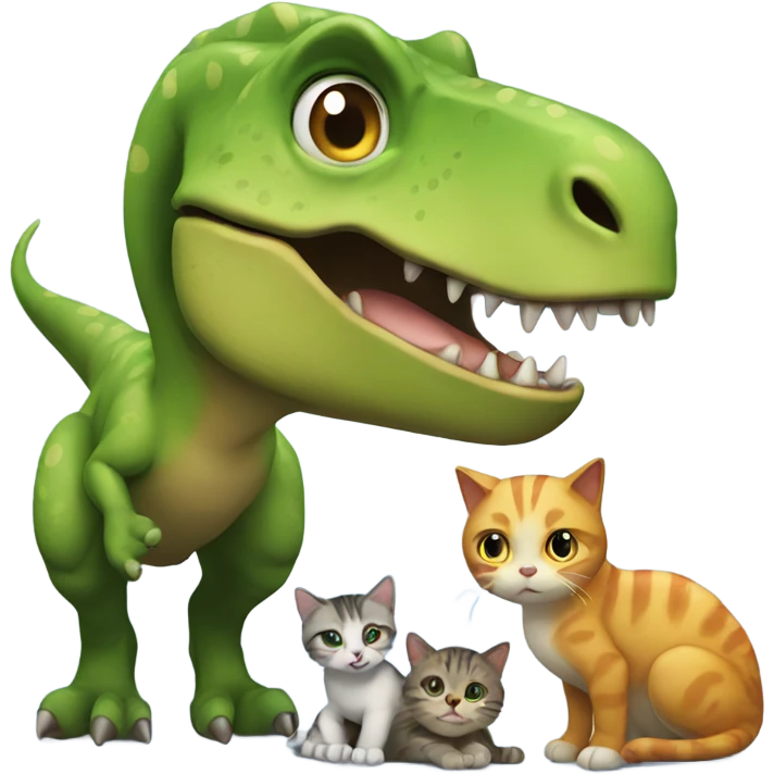Dinosaur with cats emoji