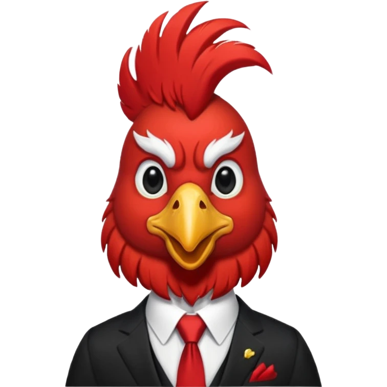 rooster with tie & suit emoji