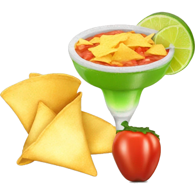 Chips and salsa with a margarita emoji
