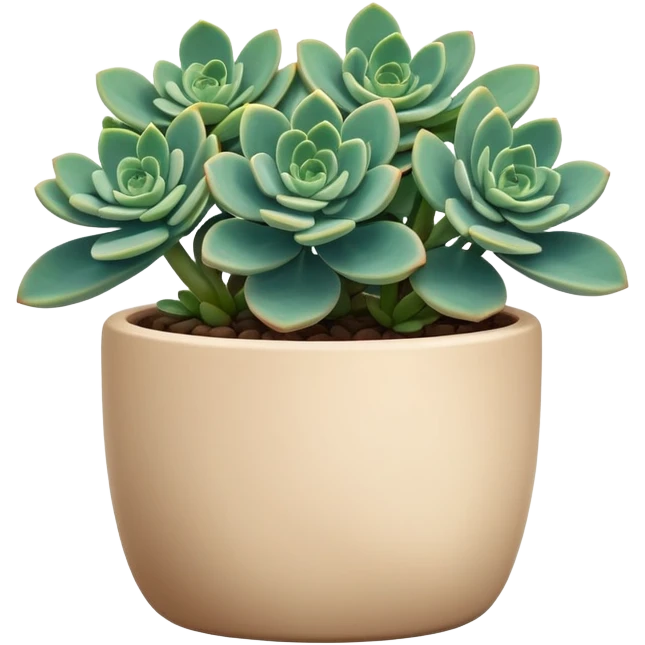 Sedum Pachyphyllum succulent plant with blue-green thick leaves in a beige ceramic pot emoji