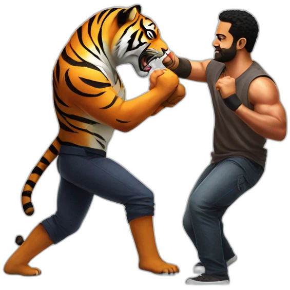 jr ntr fighting with tiger emoji