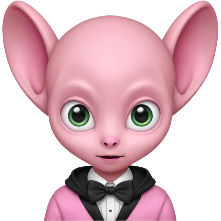 Aliens Pink, hoodie, cute big eyes, bow tie, thin ears, half body emoji