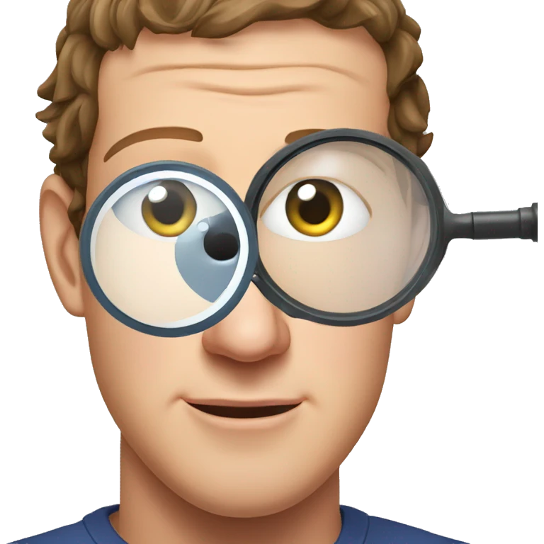 Mark zuckerberg looking through a magnifier emoji