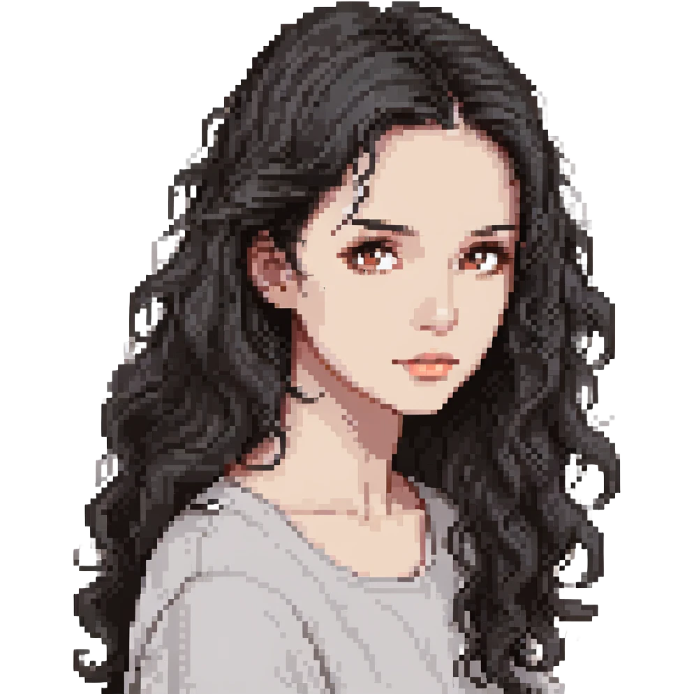 girl with brown eyes and loose waves in black hair emoji