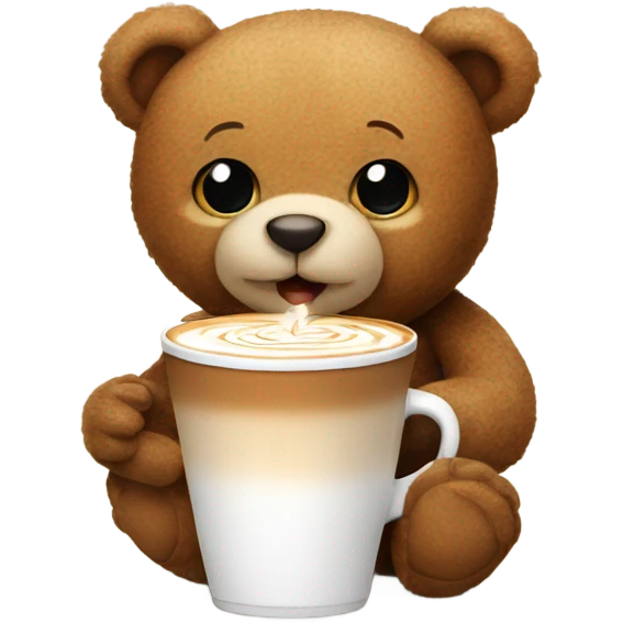 Teddy bear drinking latte  emoji