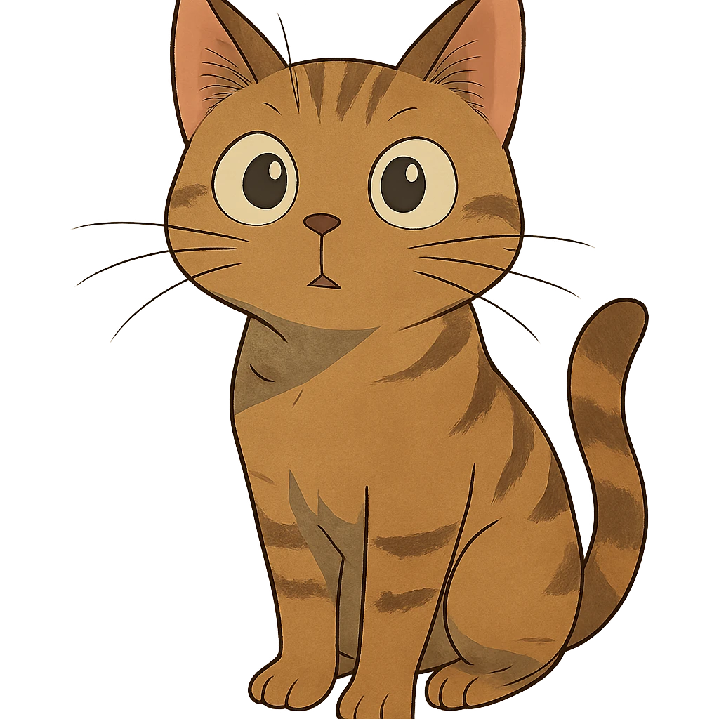 a curious cat with big eyes, Ghibli style emoji
