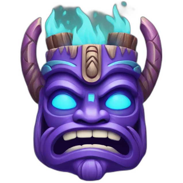 purple and cyan tiki god fire emoji