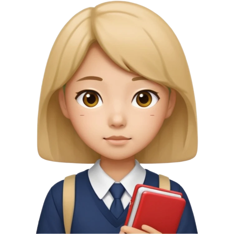 South Korean high school student diligently taking notes in class, wearing typical school uniform, studious expression, Apple iPhone emoji style emoji