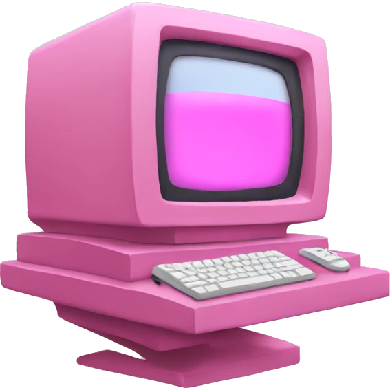 Pink computer flying emoji
