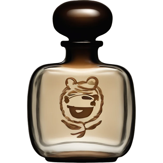 English vintage glass perfume bottle from my old grandma, old and shabby, stylish and minimalistic, black and brown emoji
