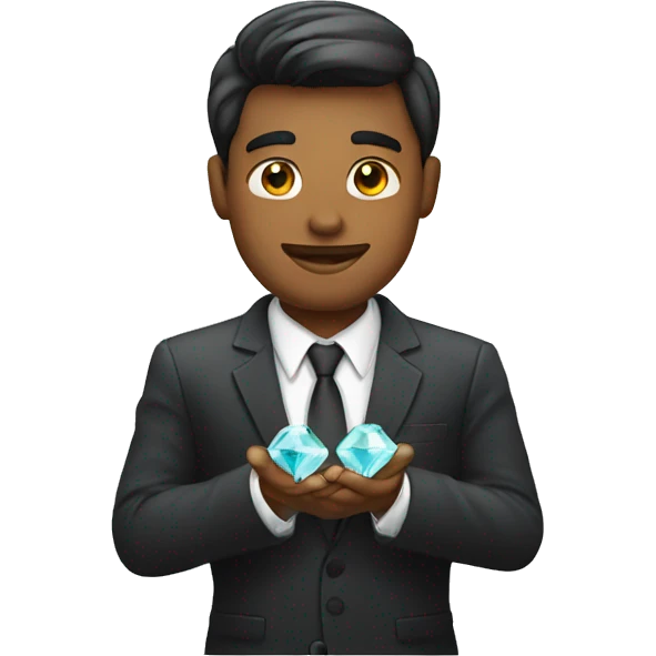 business man holding diamonds emoji