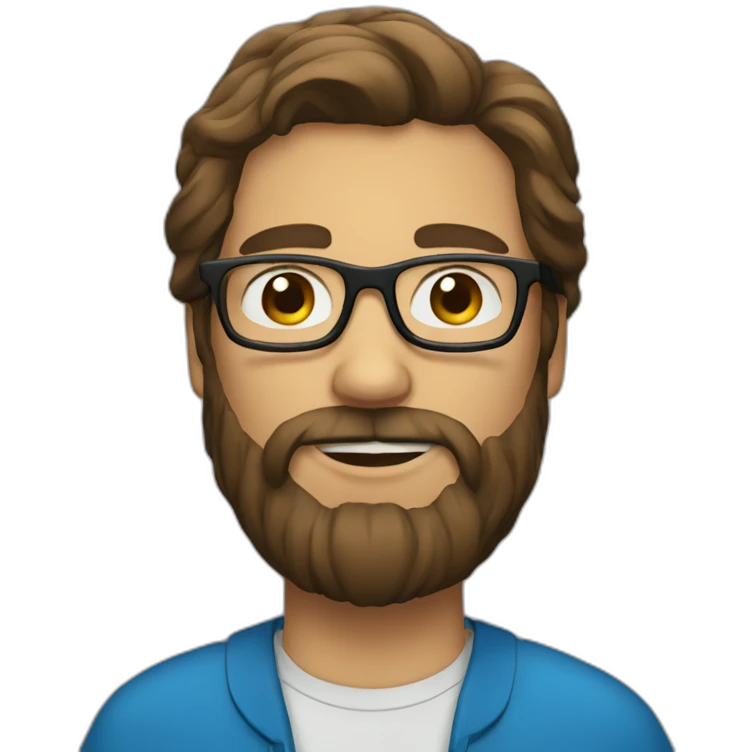 man with beard, long hair and glasses emoji