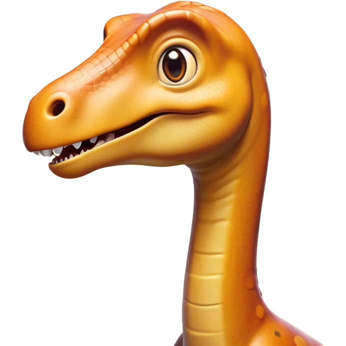 Cinematic Comical Brachiosaurus Portrait Emoji, Head tilted dramatically with an exaggeratedly surprised expression, featuring a tiny, animated head atop an impressively long neck, with wide, comically expressive eyes and a subtly quirky posture, Simplified yet humorously expressive features, highly detailed, glowing with a slightly sassy golden glow, high shine, dramatic yet playful, stylized with an air of cheeky prehistoric mischief, soft glowing outline, capturing the essence of a meme-worthy Brachiosaurus that looks ready to playfully leap its way into viral fame! emoji