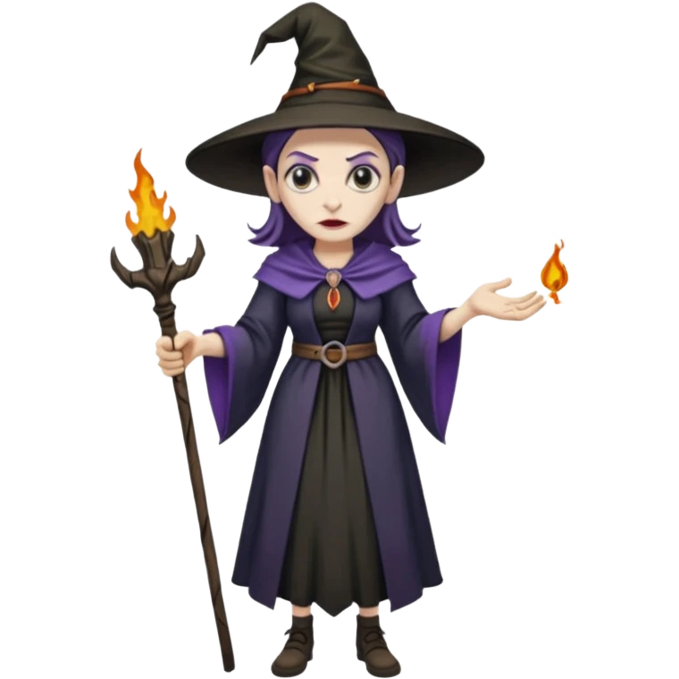 Pitonisa: mujer entre unos 40 y 50 años, cara de mala, malas intenciones, cara un poco deforme tipo bruja, y ropa antigua. cuerpo entero de la época púnica emoji