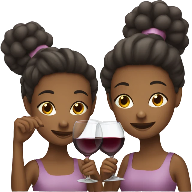 Three girls with wine emoji