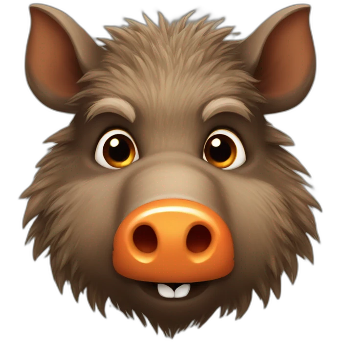 furry brown boar with orange cheeks and fangs emoji
