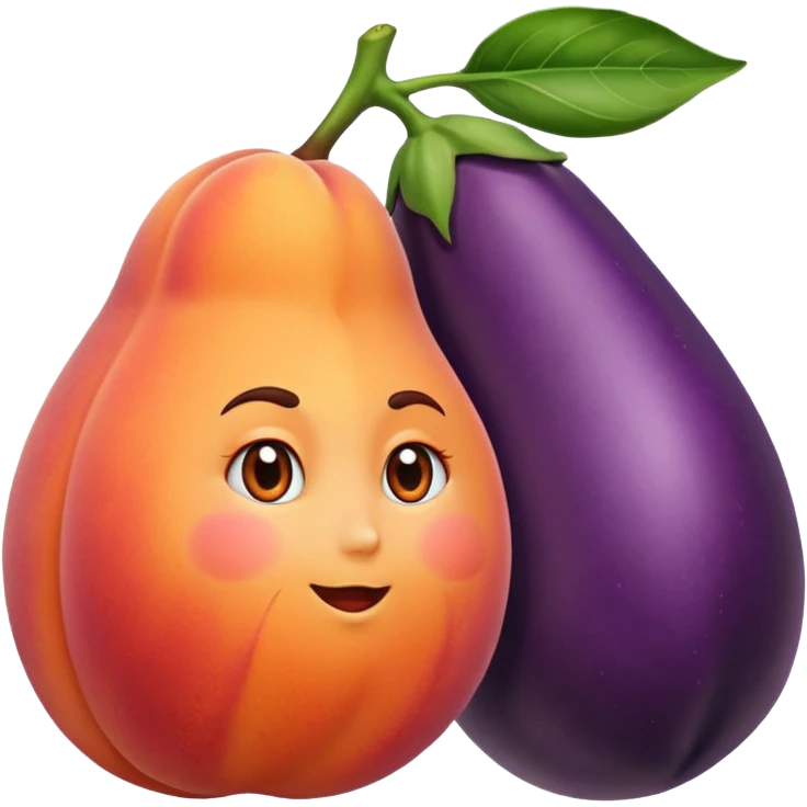peaches with a eggplant on it emoji