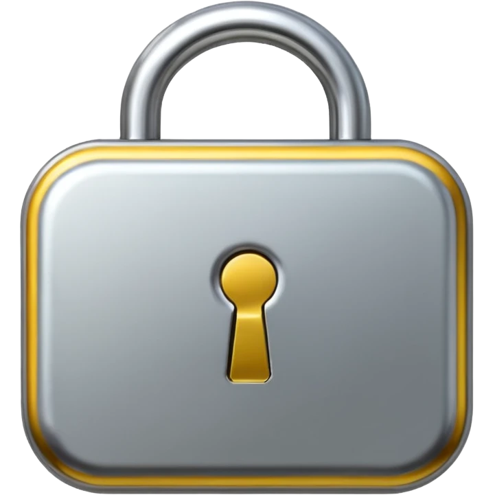 Chrome silver lock emoji, iOS emoji style, smooth metallic surface, rounded edges, reflective highlights, minimalistic emoji