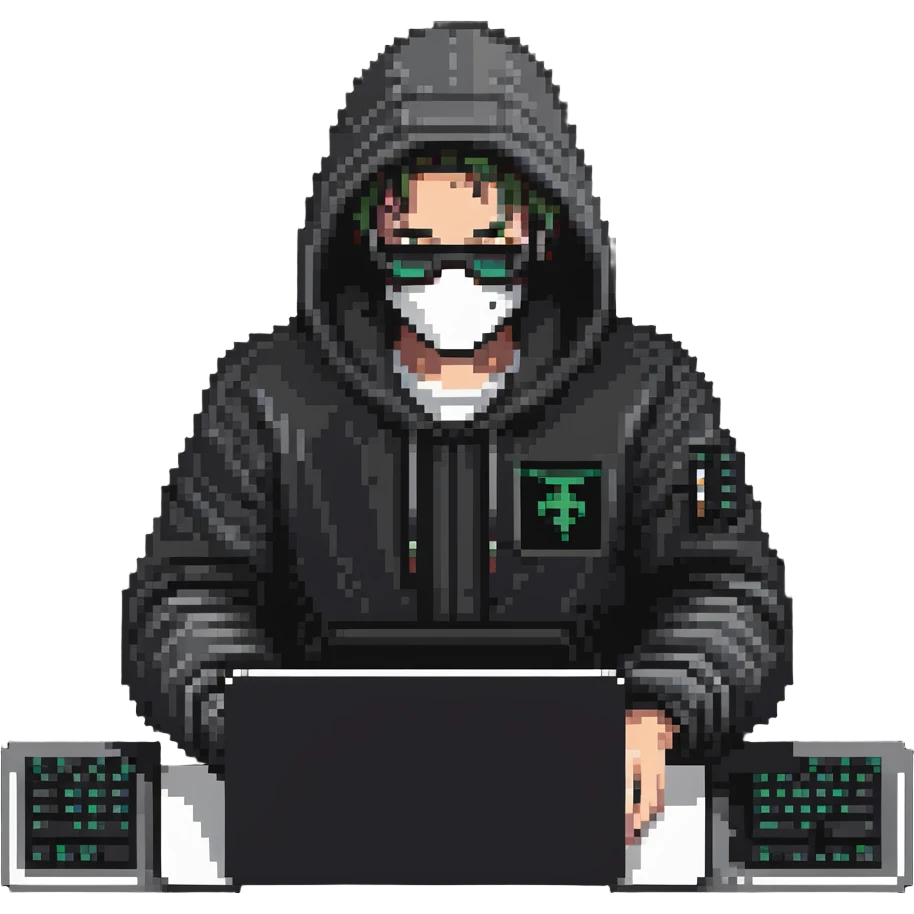 hacker with laptop and code emoji