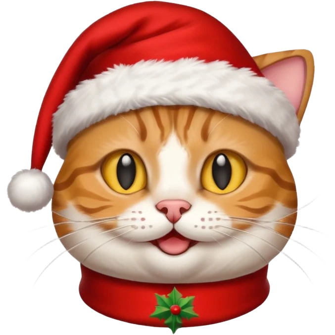 Un gato con gorro navideño Cara feliz Para El día de Navidad emoji